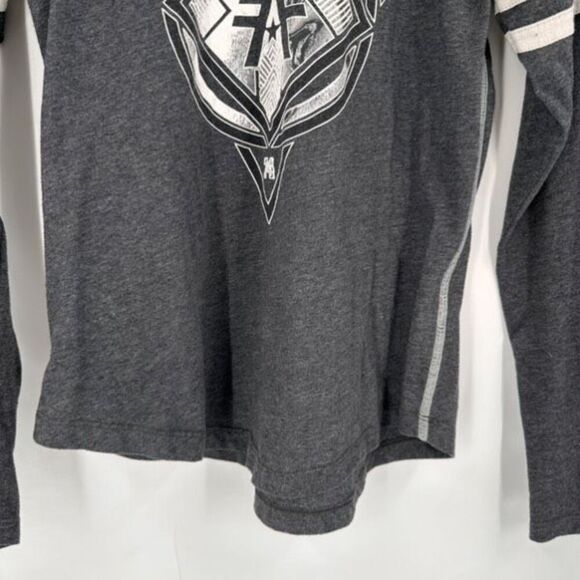 American Fighter Ringer Tee‎ Shirt Gray Long Sleeve Medium - Picture 5 of 11